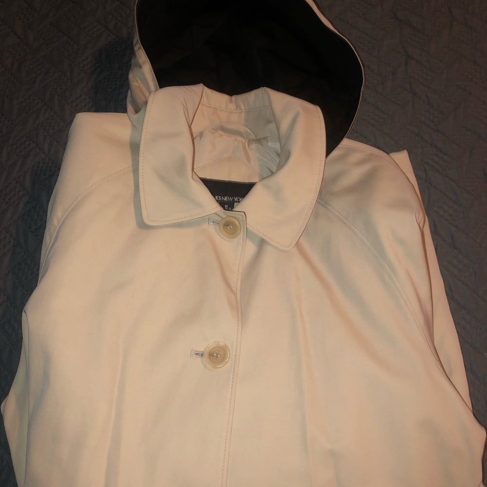 Jones New York Cream Hooded Trench Coat